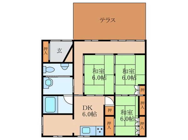 千里丘東１丁目平屋の物件間取画像